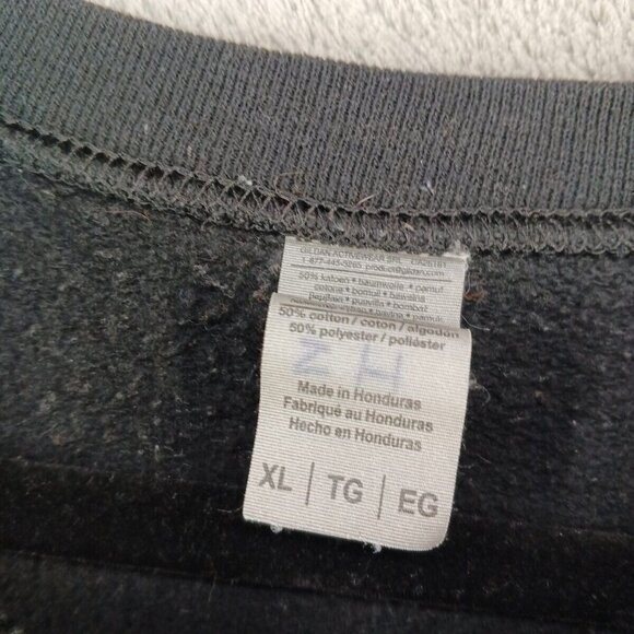 Gildan Sweatshirt Men Size XL Athleisure Crew neck Pullover Black and White - Picture 6 of 14